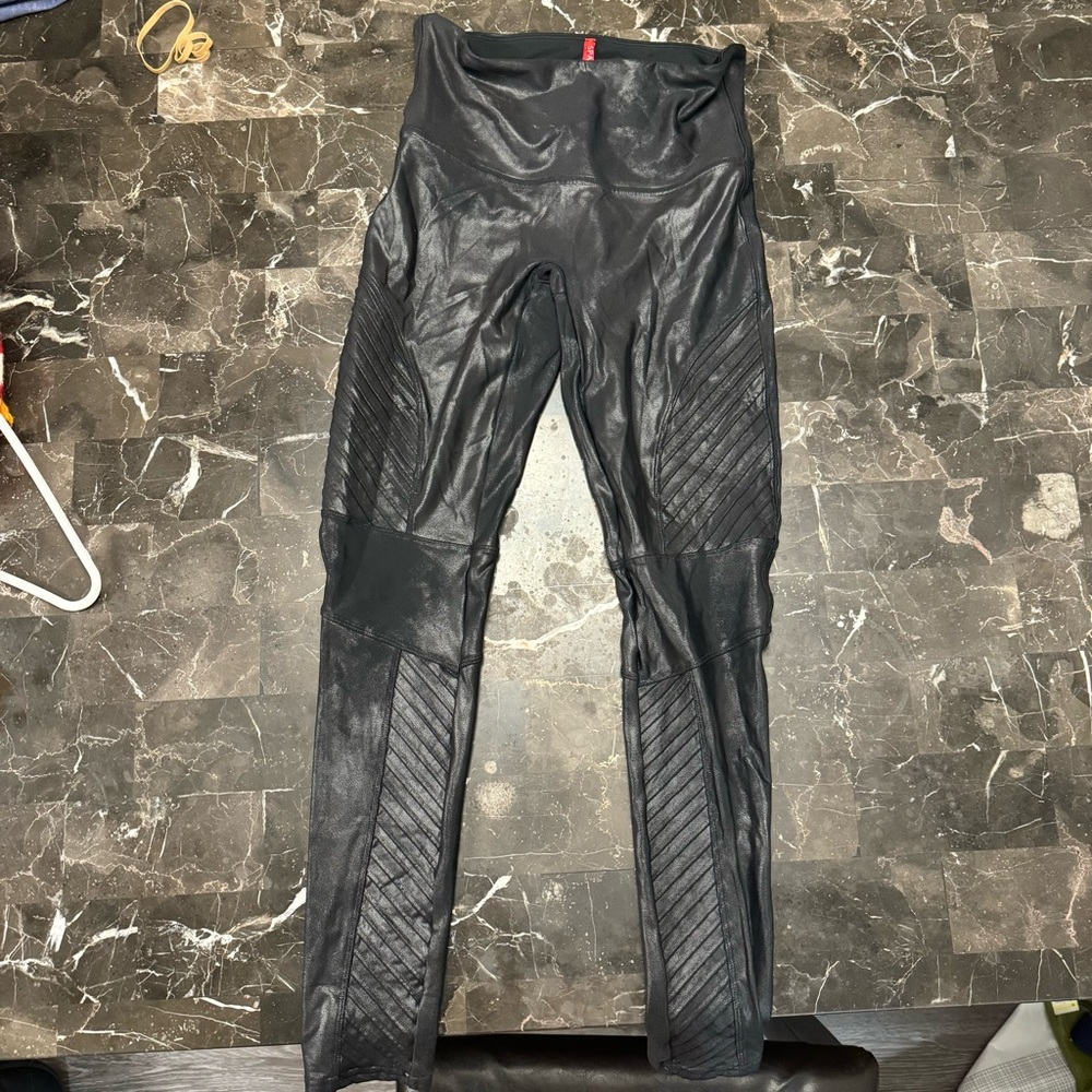 Spanx Feaux Leather Moto Leggings Women’s SLarge Black